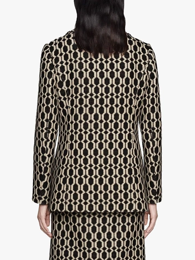 Shop Gucci Geometric-pattern Chenille Blazer In Black