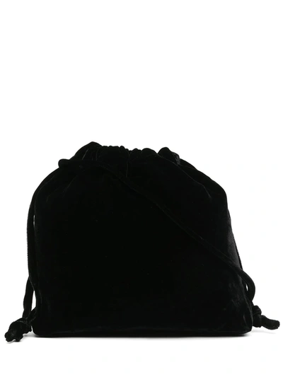 Shop Aspesi Velvet Effect Bucket Bag In Black