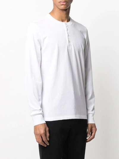 Shop Tom Ford Buttoned Long-sleeve T-shirt In White