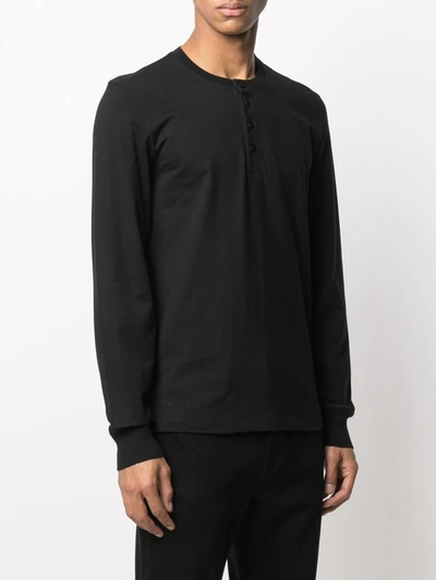 Shop Tom Ford Buttoned Long-sleeve T-shirt In Black