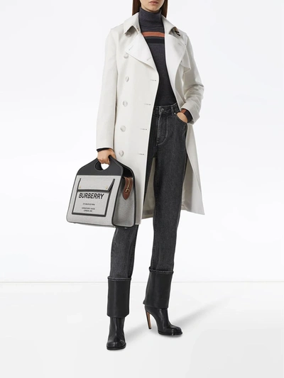 Shop Burberry Gabardine Panel Cashmere Trench Coat In White