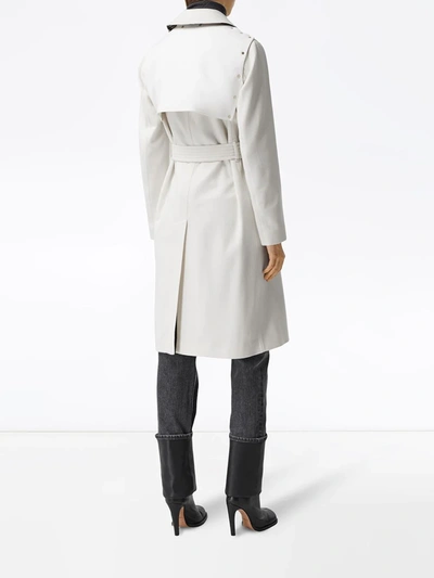 Shop Burberry Gabardine Panel Cashmere Trench Coat In White