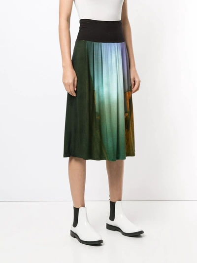 Shop Agnès B. Graphic Print A-line Midi Skirt In Black