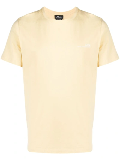 Shop Apc Logo Print Short-sleeved T-shirt In Yellow