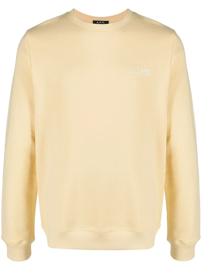 Shop Apc Logo-print Round Neck Sweatshirt In Yellow