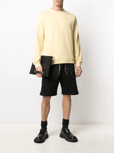 Shop Apc Logo-print Round Neck Sweatshirt In Yellow