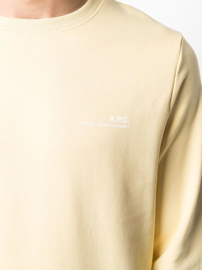 Shop Apc Logo-print Round Neck Sweatshirt In Yellow