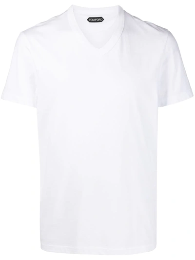 Shop Tom Ford V-neck Cotton T-shirt In White