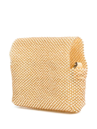 Shop Fendi Mini Pico Baguette Charm Bag In Gold