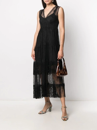 Shop Twinset Tulle Lace Maxi Dress In Black