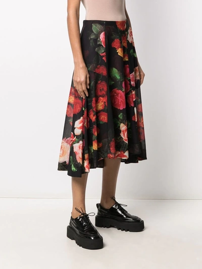 Shop Molly Goddard Pleated Floral Print Skirt In Black