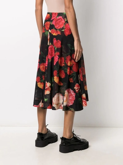 Shop Molly Goddard Pleated Floral Print Skirt In Black