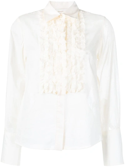 Shop Zimmermann Ruffled Cotton Shirt In Neutrals