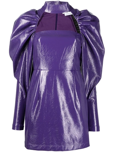 Shop Rotate Birger Christensen Kaya Puff-sleeve Dress In Purple