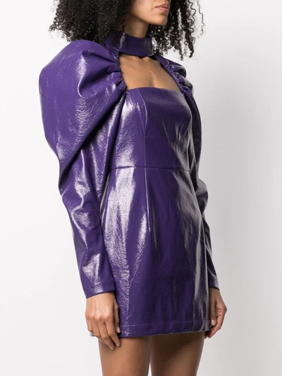 Shop Rotate Birger Christensen Kaya Puff-sleeve Dress In Purple
