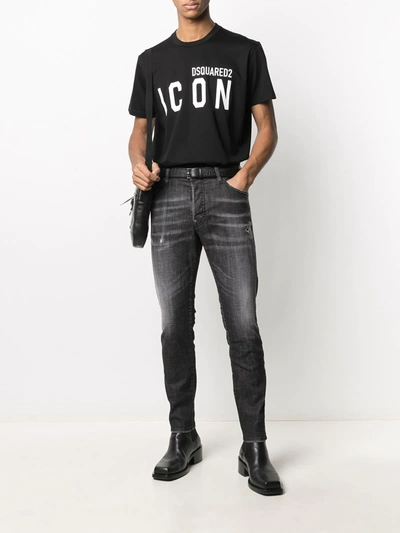 Dsquared2 Slim Distressed Effect Black Jeans In Black