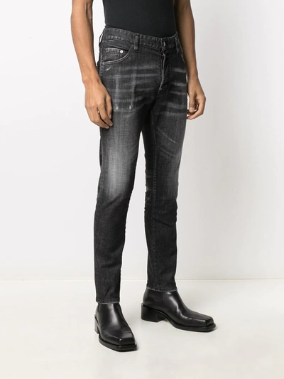 Dsquared2 Slim Distressed Effect Black Jeans In Black