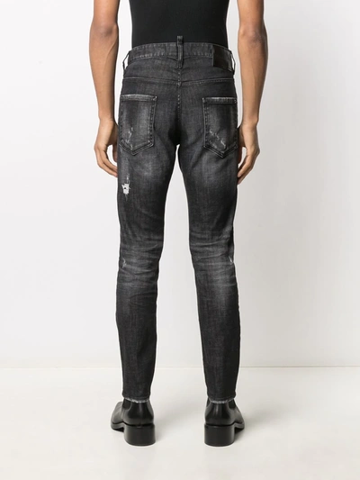 Dsquared2 Slim Distressed Effect Black Jeans In Black