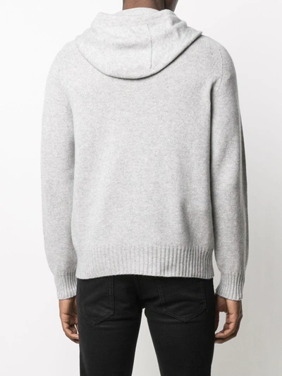 Shop Tom Ford Cashmere Ribbed-edge Knitted Hoodie In Grey