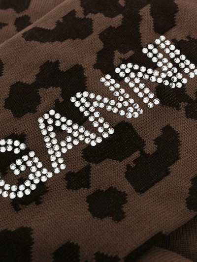 Shop Ganni Leopard-pattern Logo Socks In Brown