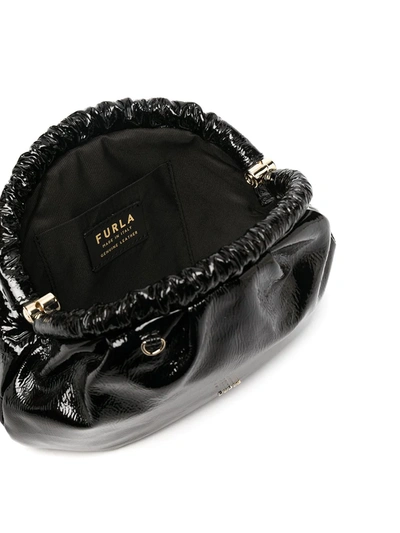 Shop Furla High-shine Leather Clutch Bag In Black