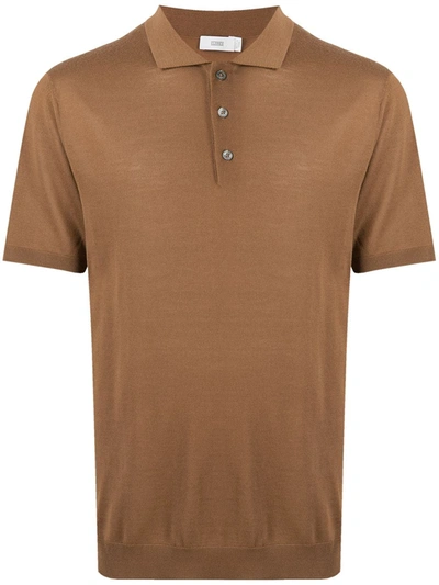 Shop Closed Short-sleeved Wool Polo Shirt In Brown