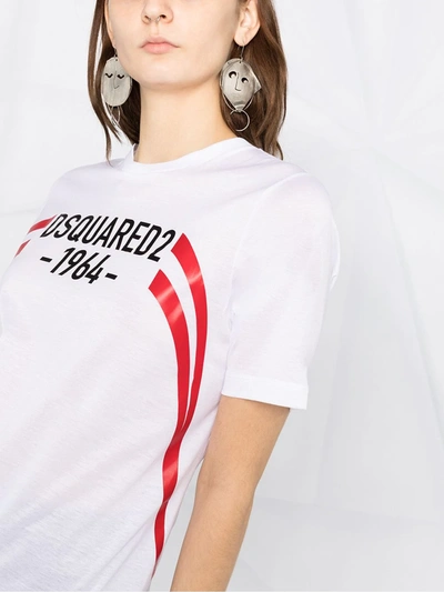 Shop Dsquared2 Logo-print Drawstring-hem T-shirt In White