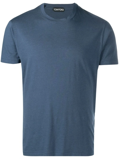 Shop Tom Ford Round Neck Cotton T-shirt In Blue