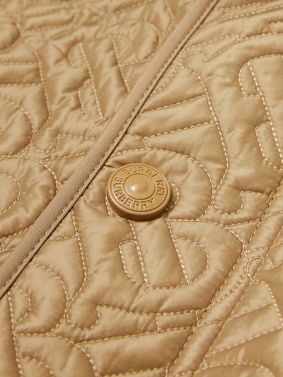 Shop Burberry Quilted Logo Jacket In Brown