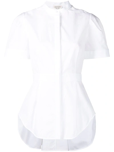 Shop Alexander Mcqueen Collarless Short-sleeve Shirt In White
