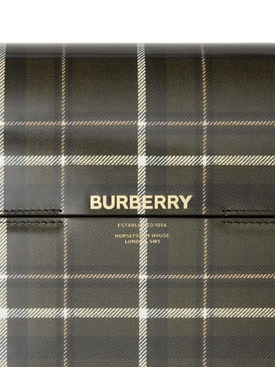 Shop Burberry Grace Tartan-print Shoulder Bag In Green