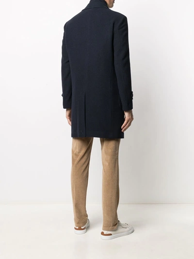 Shop Eleventy Knitted Button-up Coat In Blue