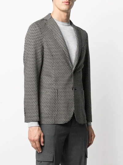 Shop Eleventy Single-breasted Check Blazer In Blue