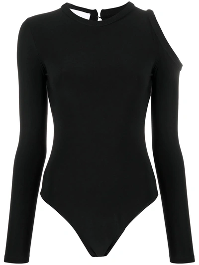 Shop Atu Body Couture Cut-detail Long Sleeve Bodysuit In Black