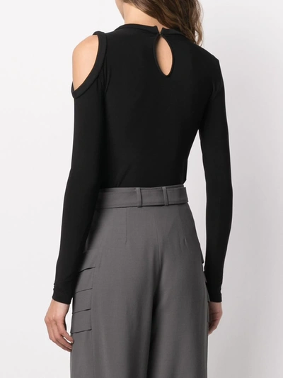 Atu Body Couture Cut-detail Long Sleeve Bodysuit In Black