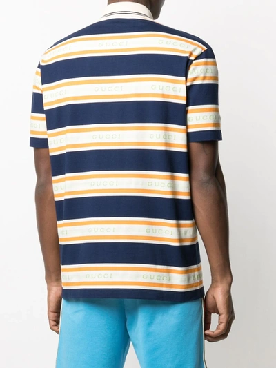 Shop Gucci Striped Polo Shirt In Blue