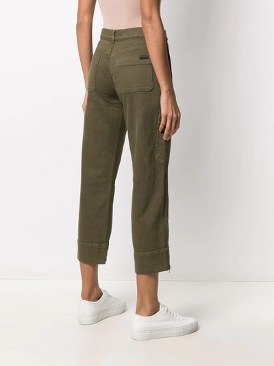 Shop 7 For All Mankind Mid-rise Cropped Trousers In Green