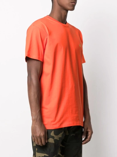 Shop Carhartt Chase Embroidered Logo Cotton T-shirt In Orange