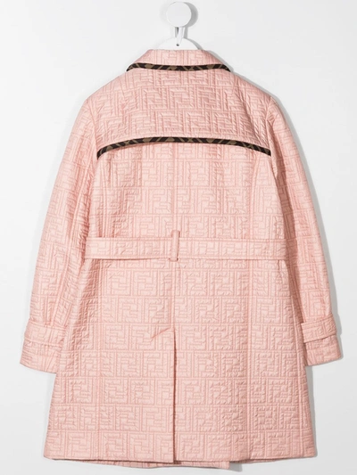 Shop Fendi Ff Quilted Trench Coat In Pink