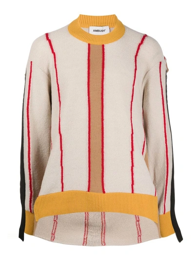 Ambush Pullover In Beige With Multicolor Intarsia In Beige