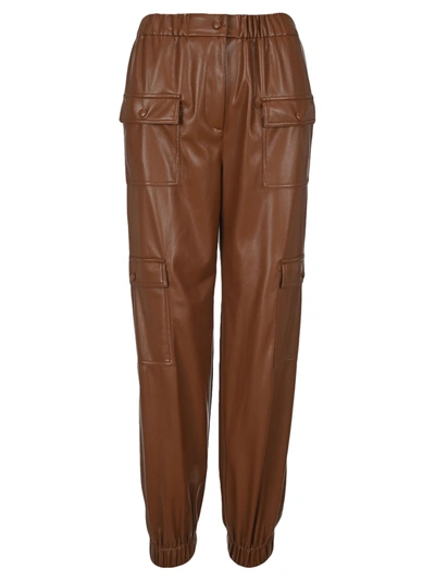 Msgm High-waisted Pocket-detail Trousers In Brown