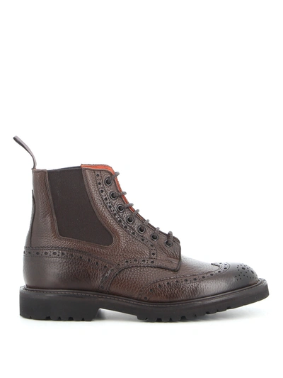 Shop Tricker's Ellis Brogue Ankle Boots In Brown