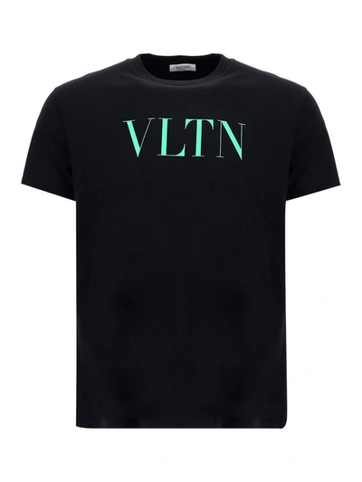 Shop Valentino Neon Vltn Logo T-shirt In Black