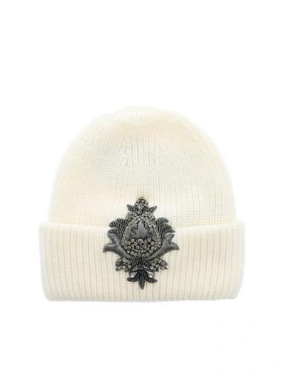 Shop Dondup Jewel Detail Beanie In White