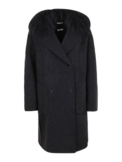 Shop P.a.r.o.s.h Faux Fur Insert Coat In Grey