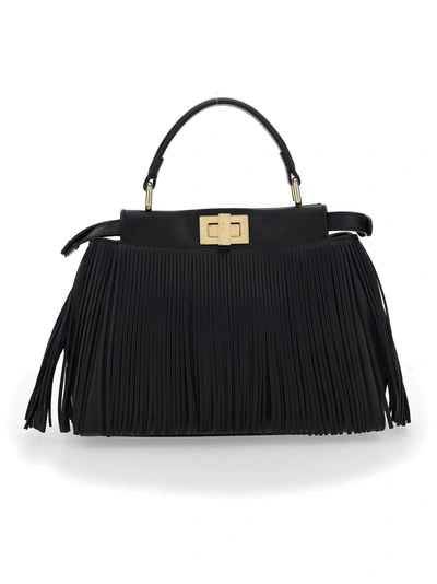 Shop Fendi Peekaboo Iconic Mini Handbag In Black