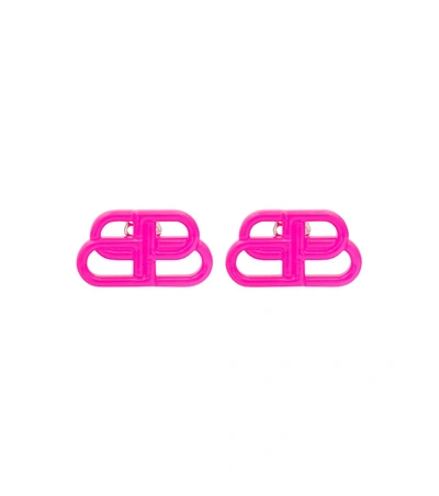 Shop Balenciaga Bb Small Stud Earrings In Pink