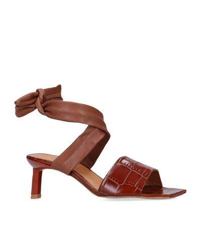 Shop Ganni Leather Heeled Sandals 45