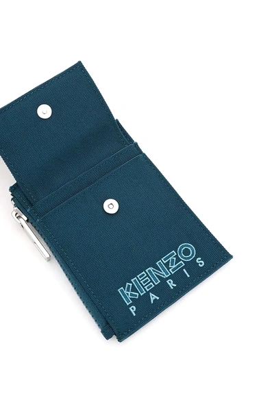 Shop Kenzo Card Holder Pouch On Strap Velvet Tiger In Green