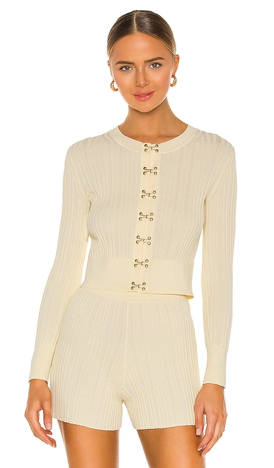 Shop Dion Lee Hook Rib Cardigan In Bleached Yellow
